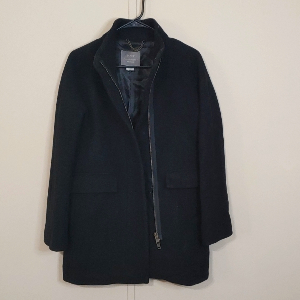J. Crew Stadium Cloth Nello Gori Women's Black Pea Coat Size 2